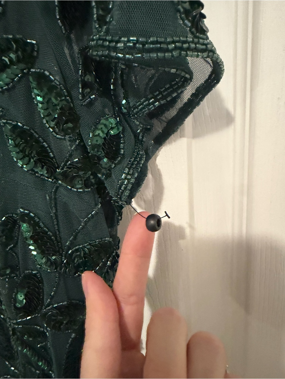 Adrianna Papell Emerald Green Short Sleeve Floral Godet Gown NWOT - Picture 5 of 7